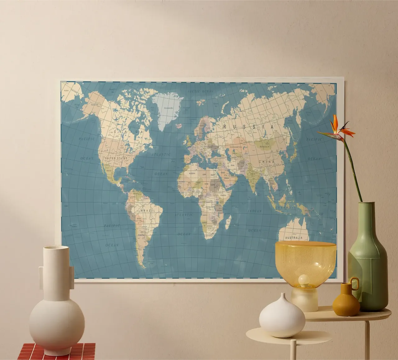 Mappa del mondo vintage poster da Aiden Garcia
