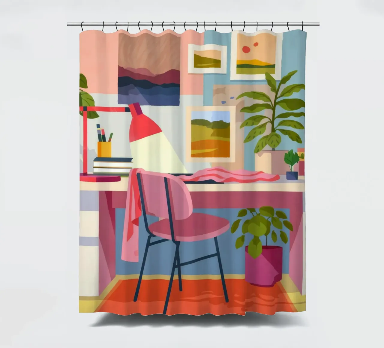 Creative Workspace Bliss shower curtain by Nebula Verse