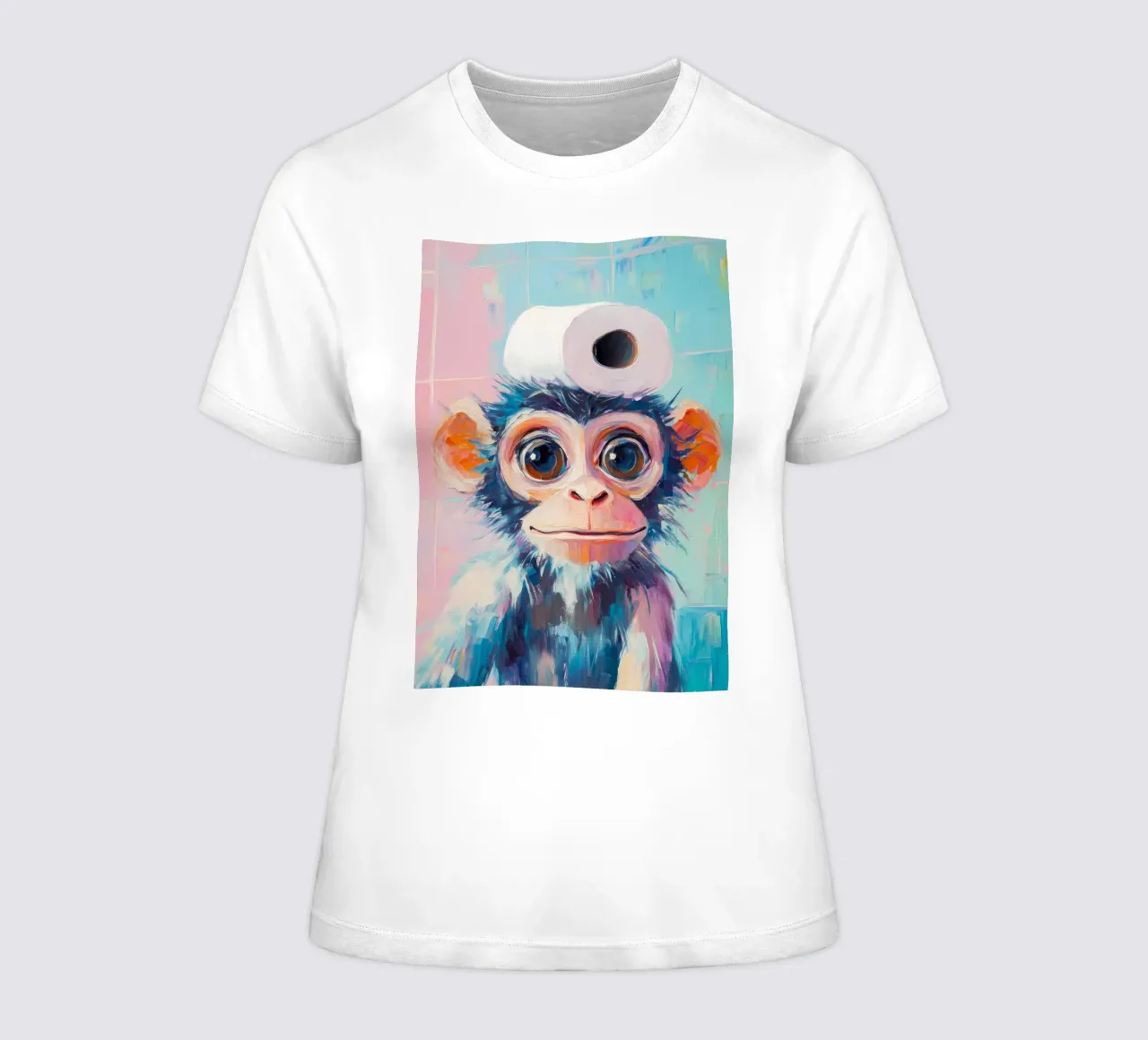 Singe avec chapeau en papier hygiénique t-shirt ajusté pour femmes de Adrian Patel