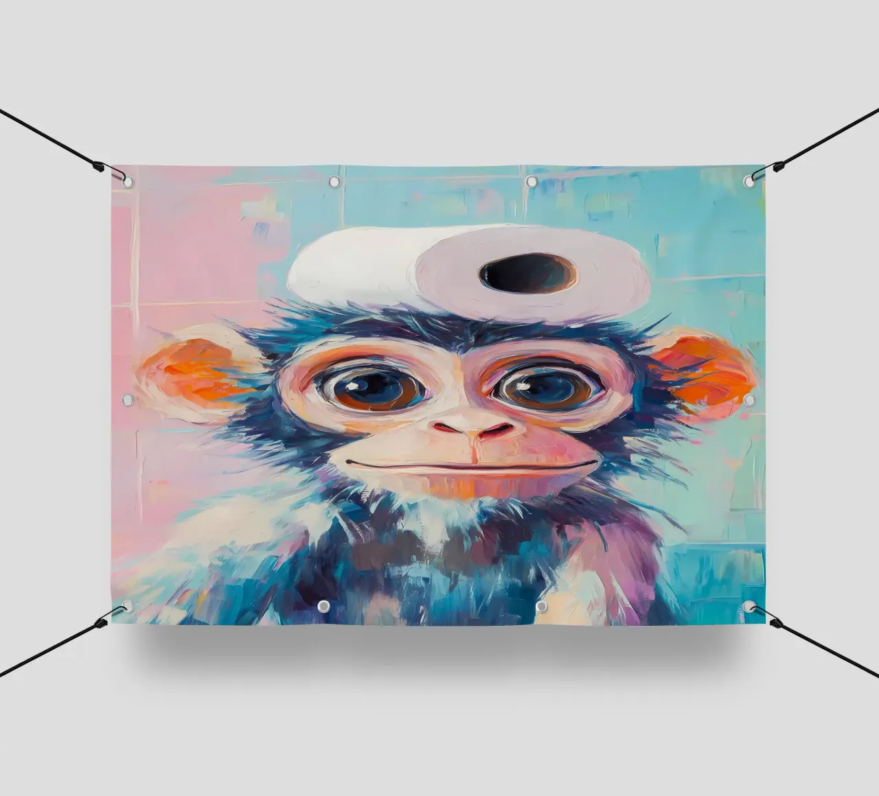 Scimmia con cappello di carta igienica telo in pvc da Adrian Patel