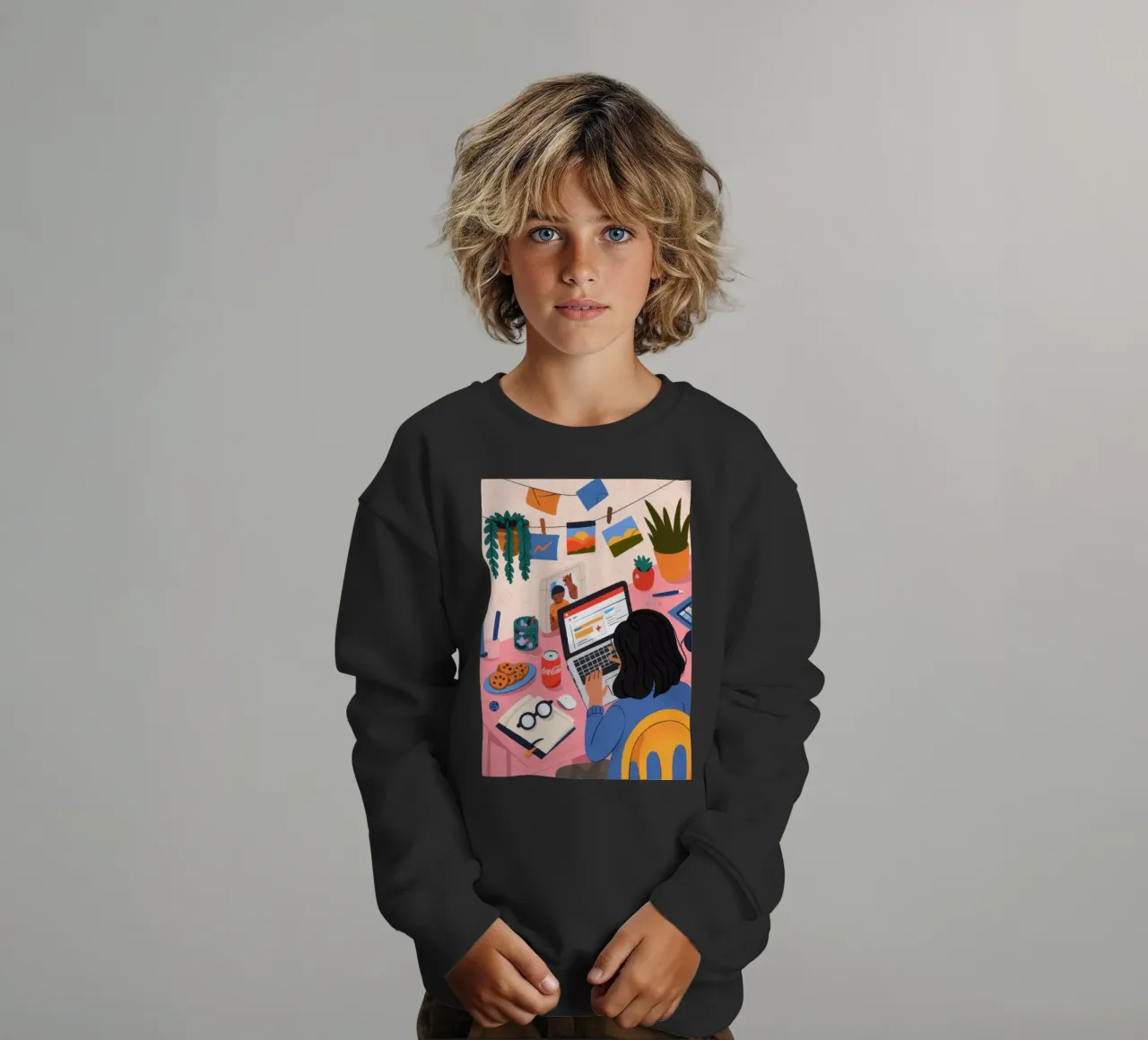 Sessione di studio focalizzata felpa bambino da Nebula Verse