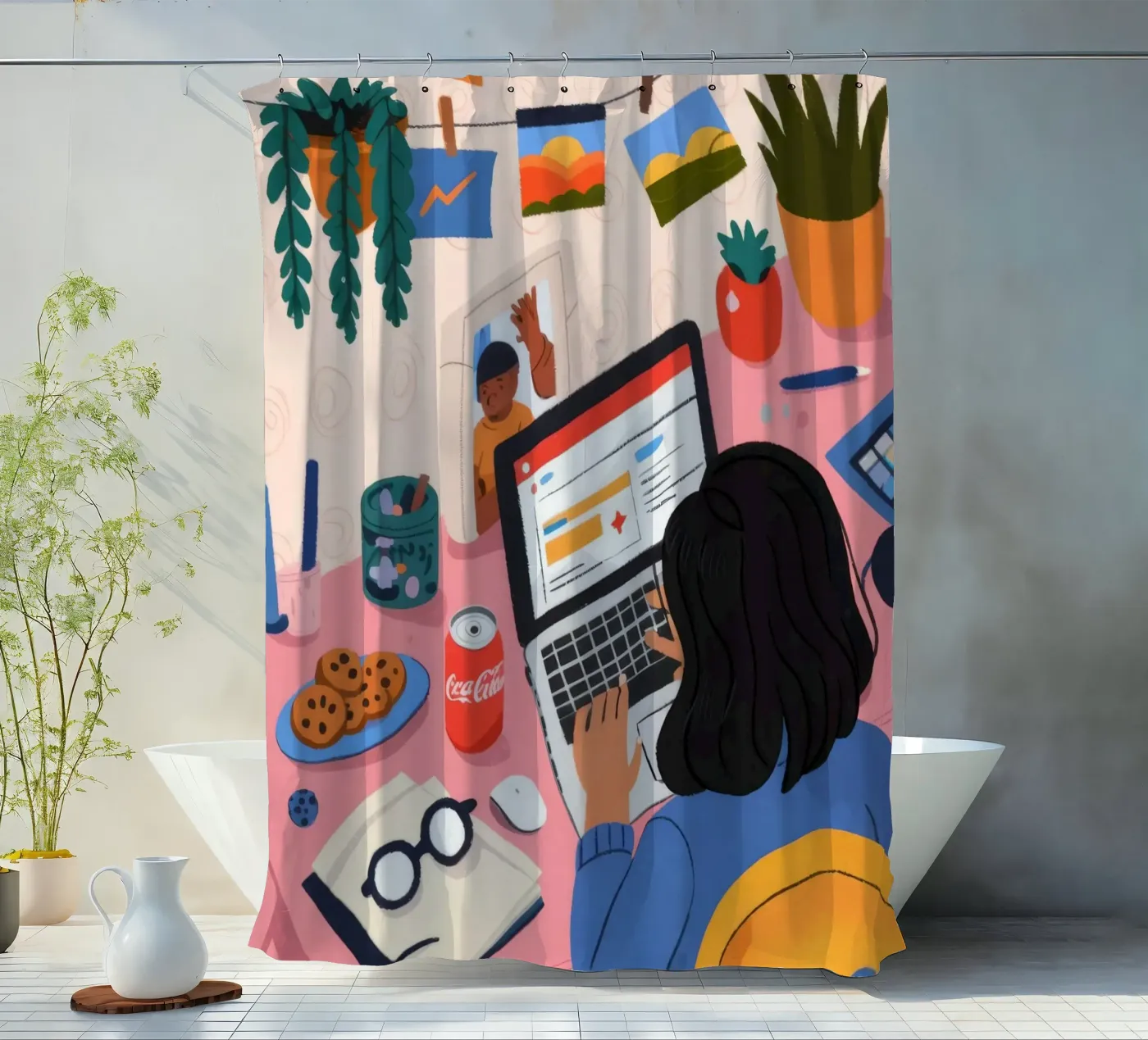 Fokussierte Studiensitzung Duschvorhang von Nebula Verse