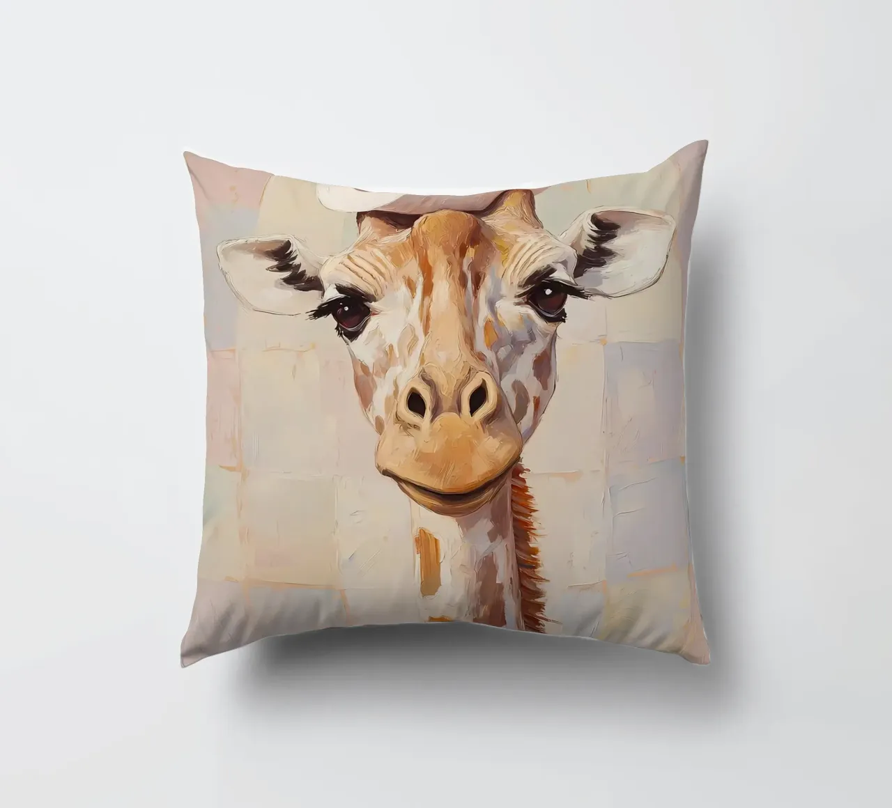 Giraffe with Toilet Paper decorative cushion by Adrian Patel