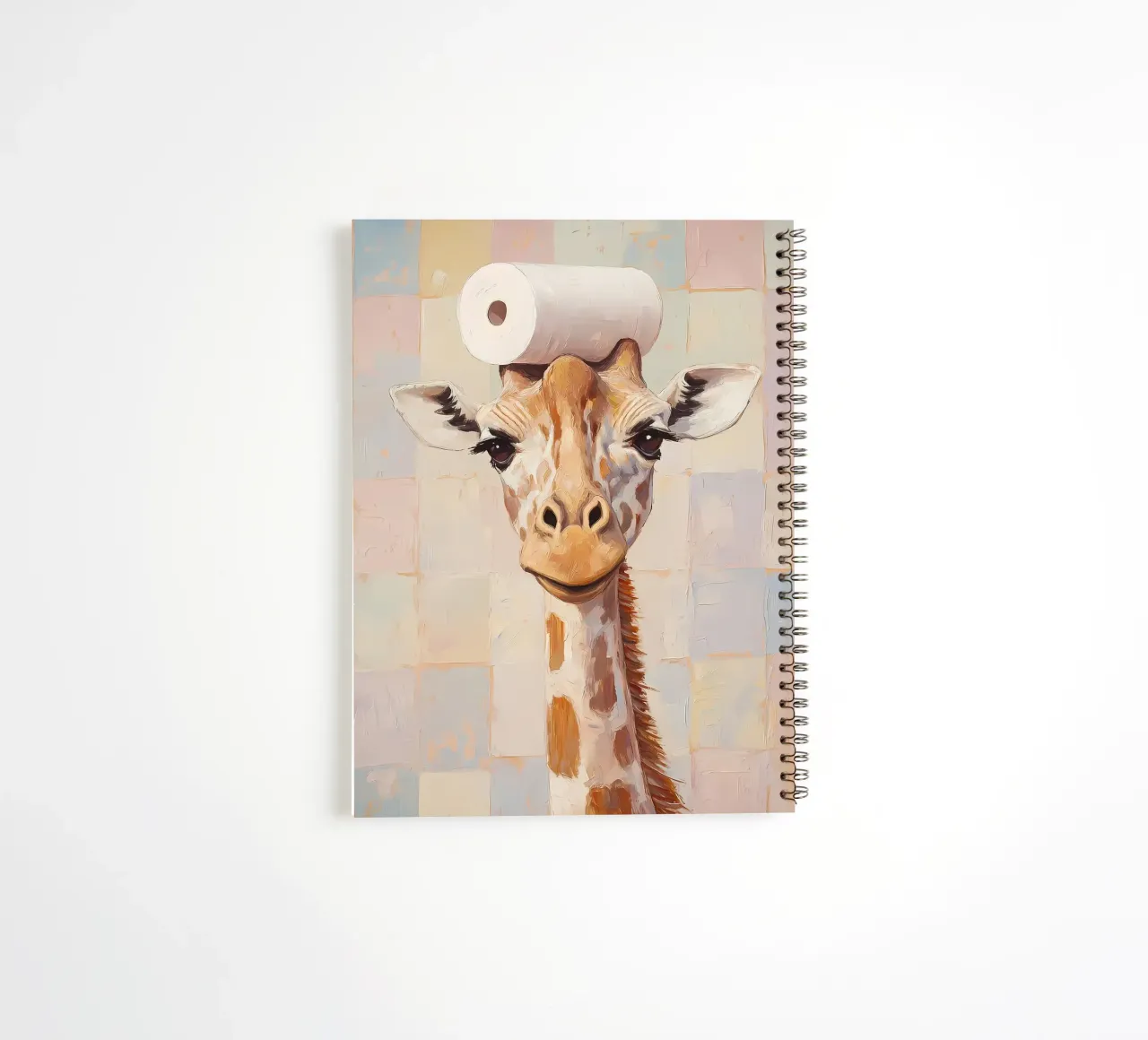 Giraffe with Toilet Paper spiral notebook by Adrian Patel