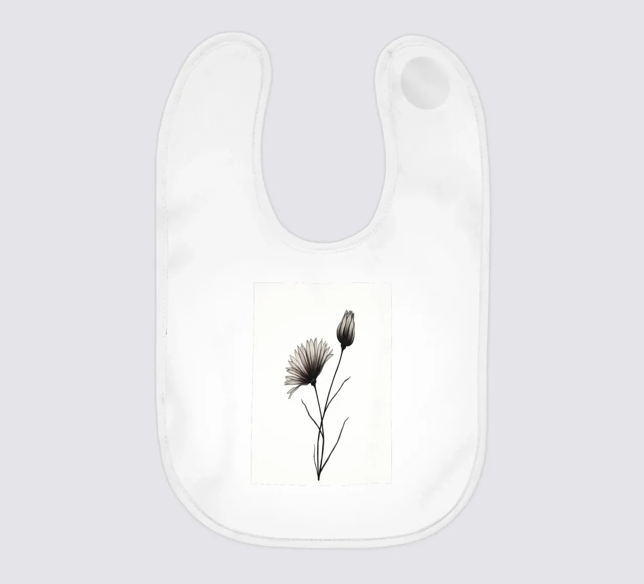 Illustrazione di fiori in bianco e nero bavaglino da Nicholas Campbell
