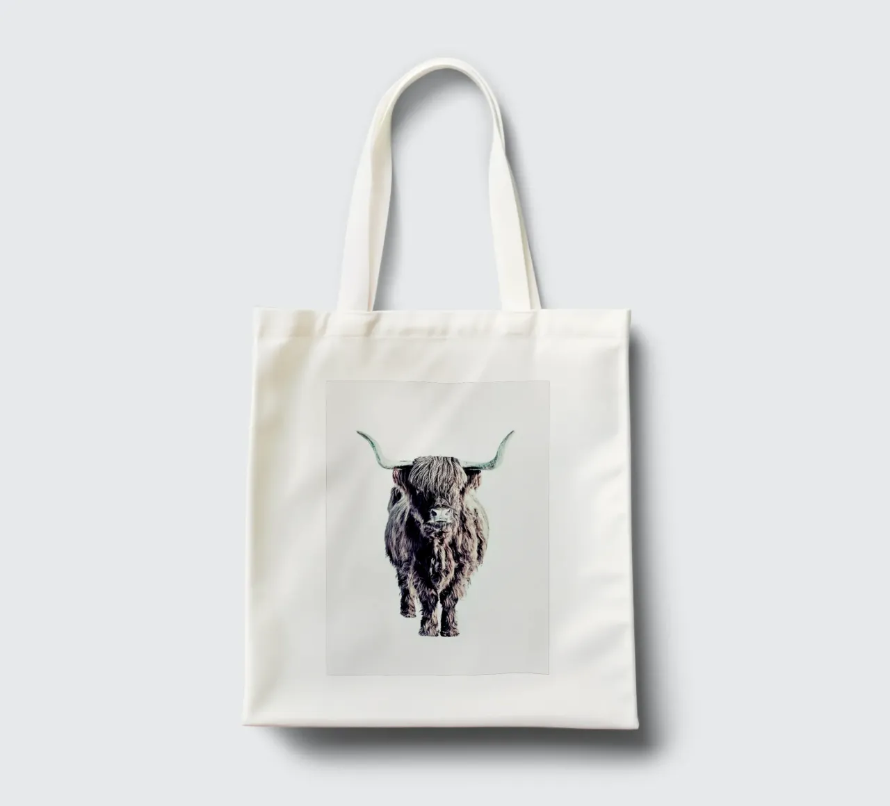 Highland Cattle Colin White borsa in juta da Monika Strigel