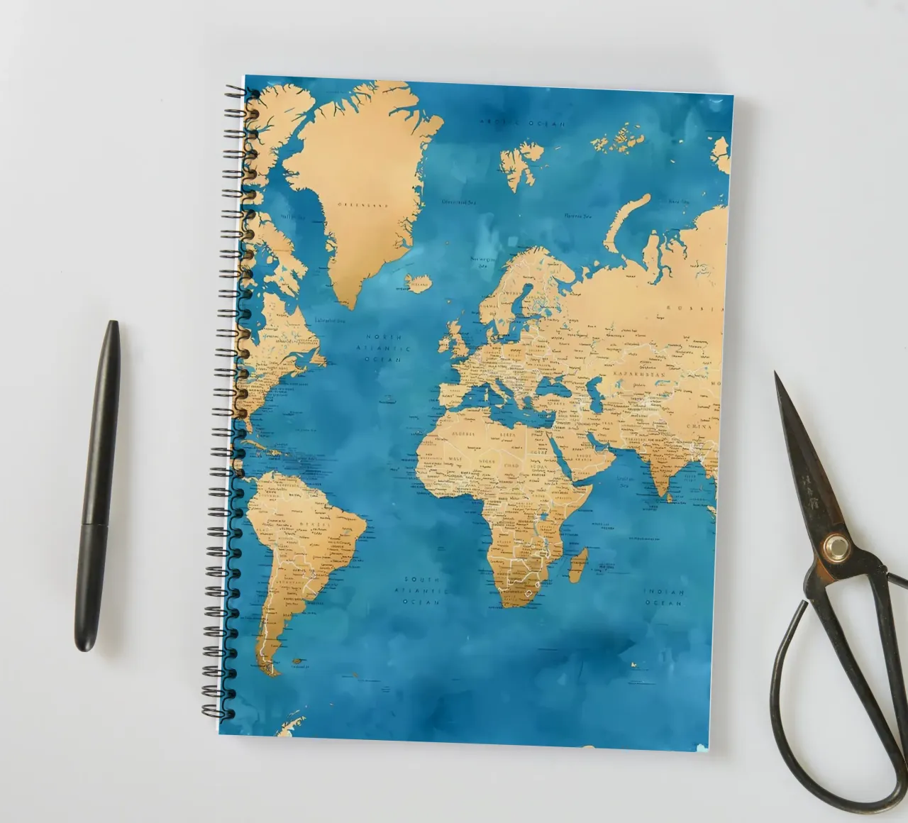 Detailed world map Ernestt spiral notebook by Aiden Garcia