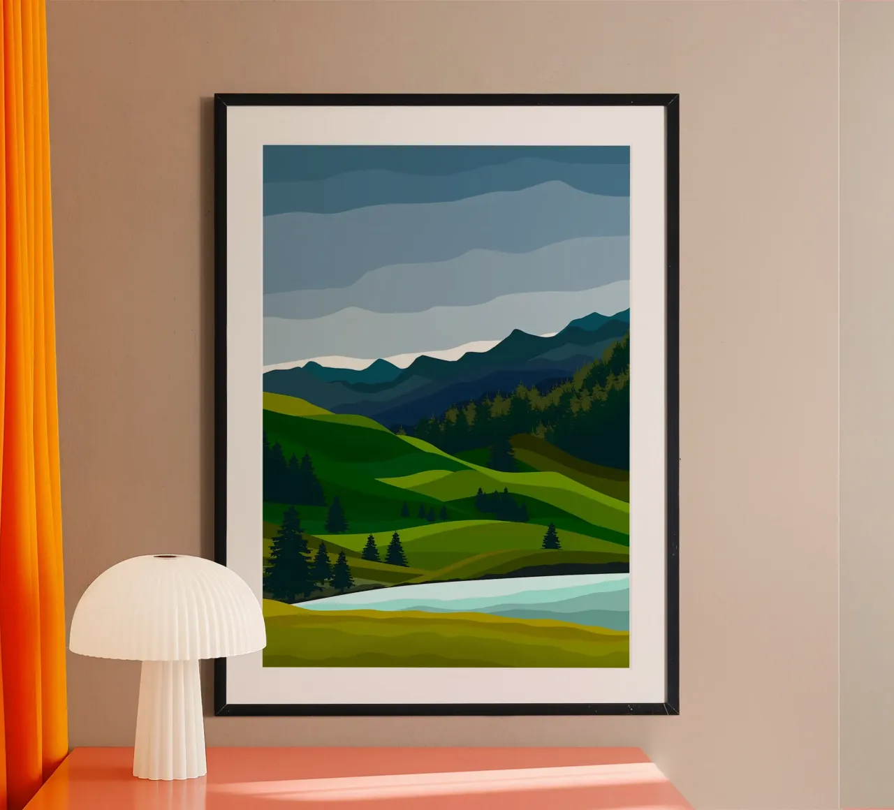 Paesaggio di montagna poster con telaio in alluminio da Bartosz Powalka