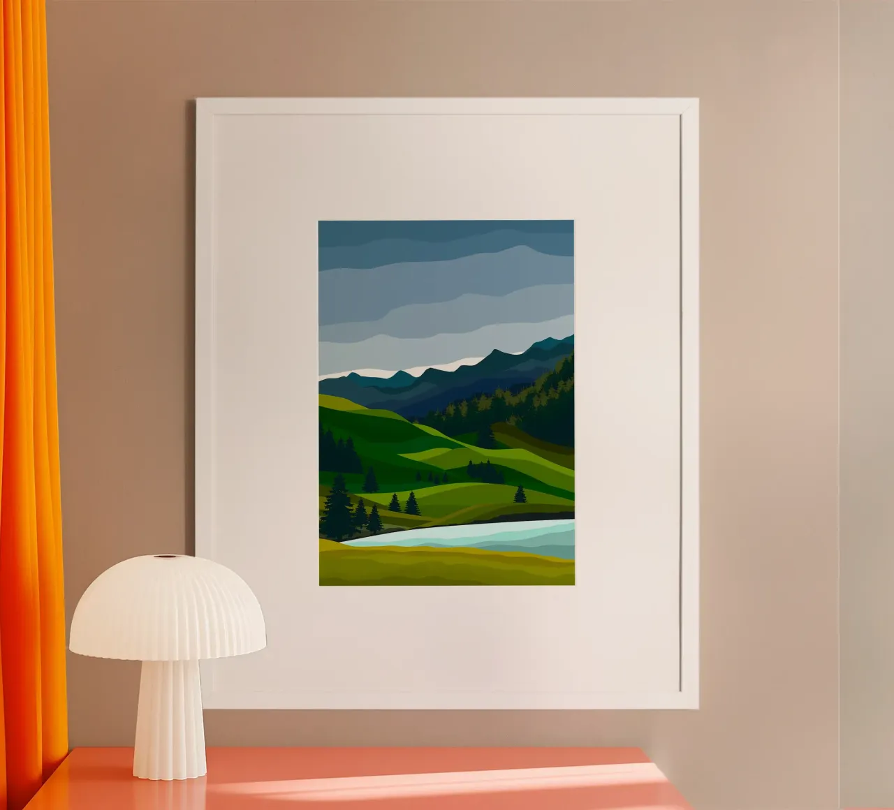 Paesaggio di montagna poster con telaio in alluminio da Bartosz Powalka