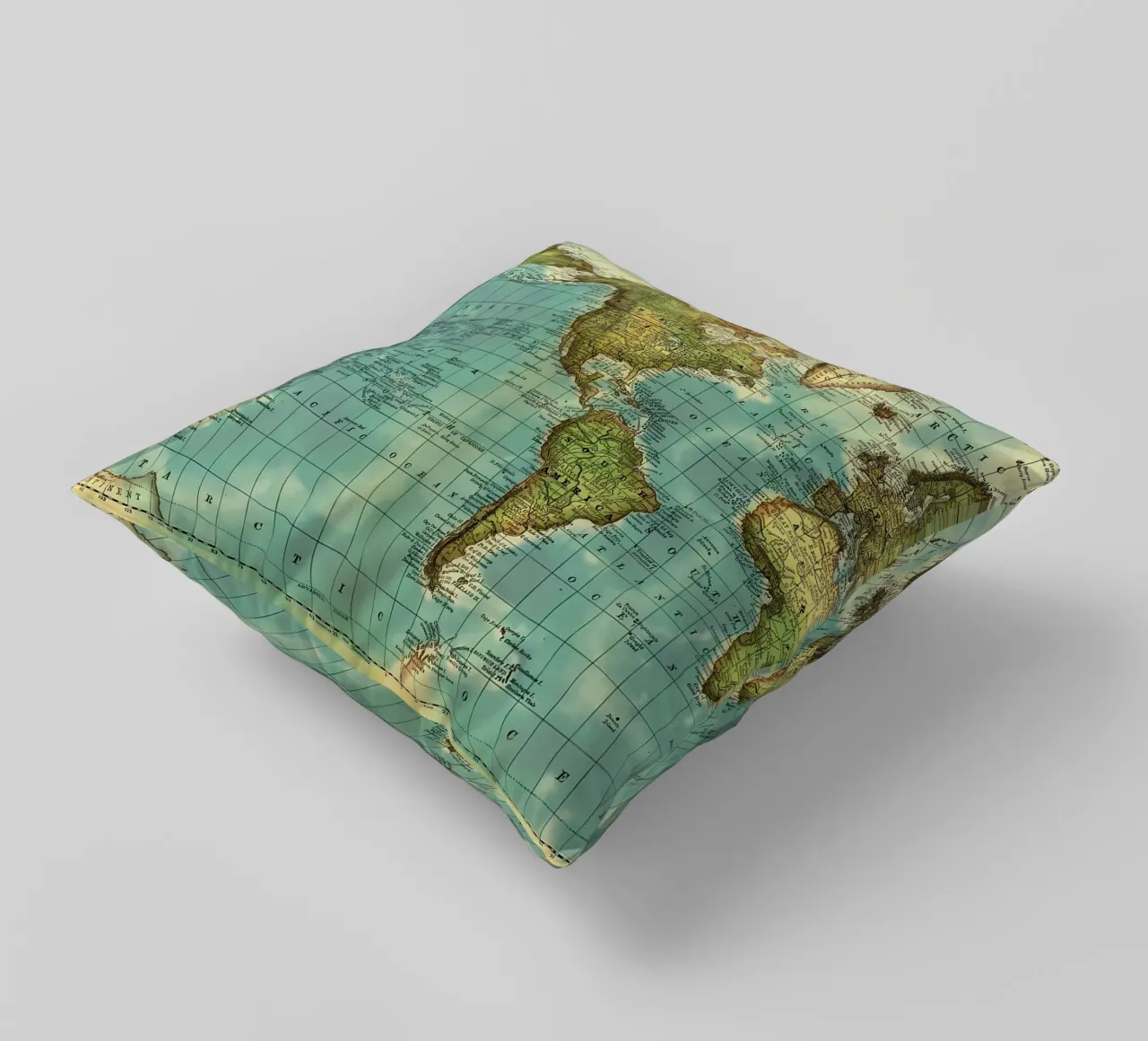 Map of the World decorative cushion by Aiden Garcia