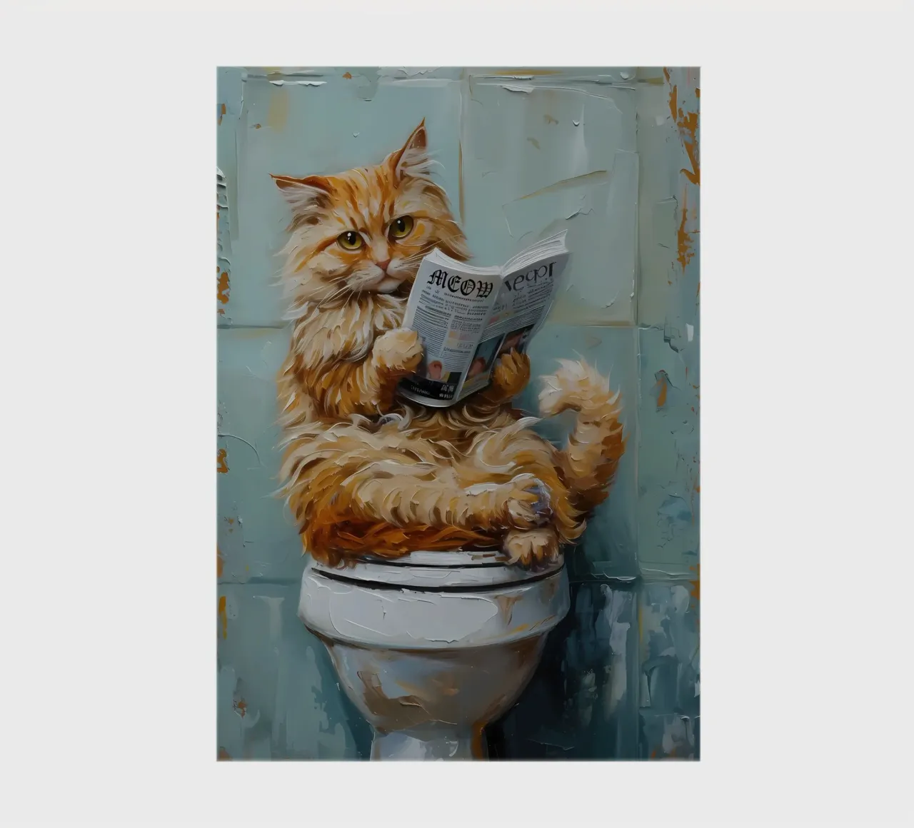 Cat Reading Newspaper on Toilet notebook by Adrian Patel