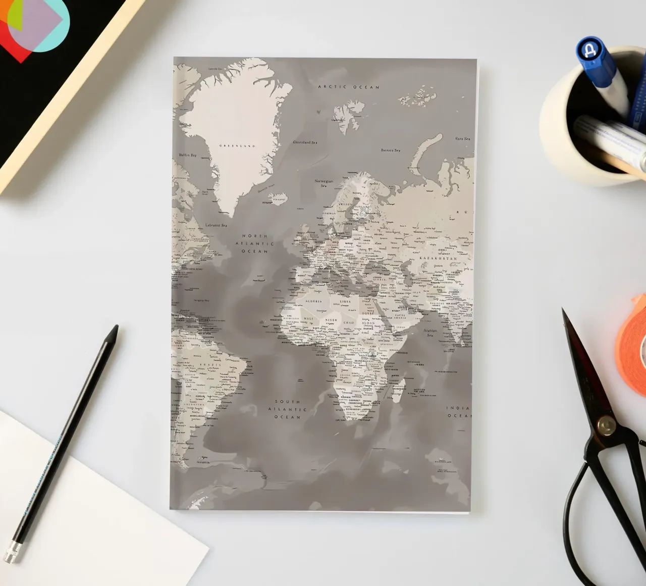 Davey detailed world map notebook by Aiden Garcia