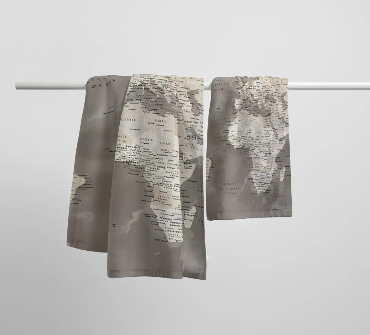 Davey detailed world map towel by Aiden Garcia