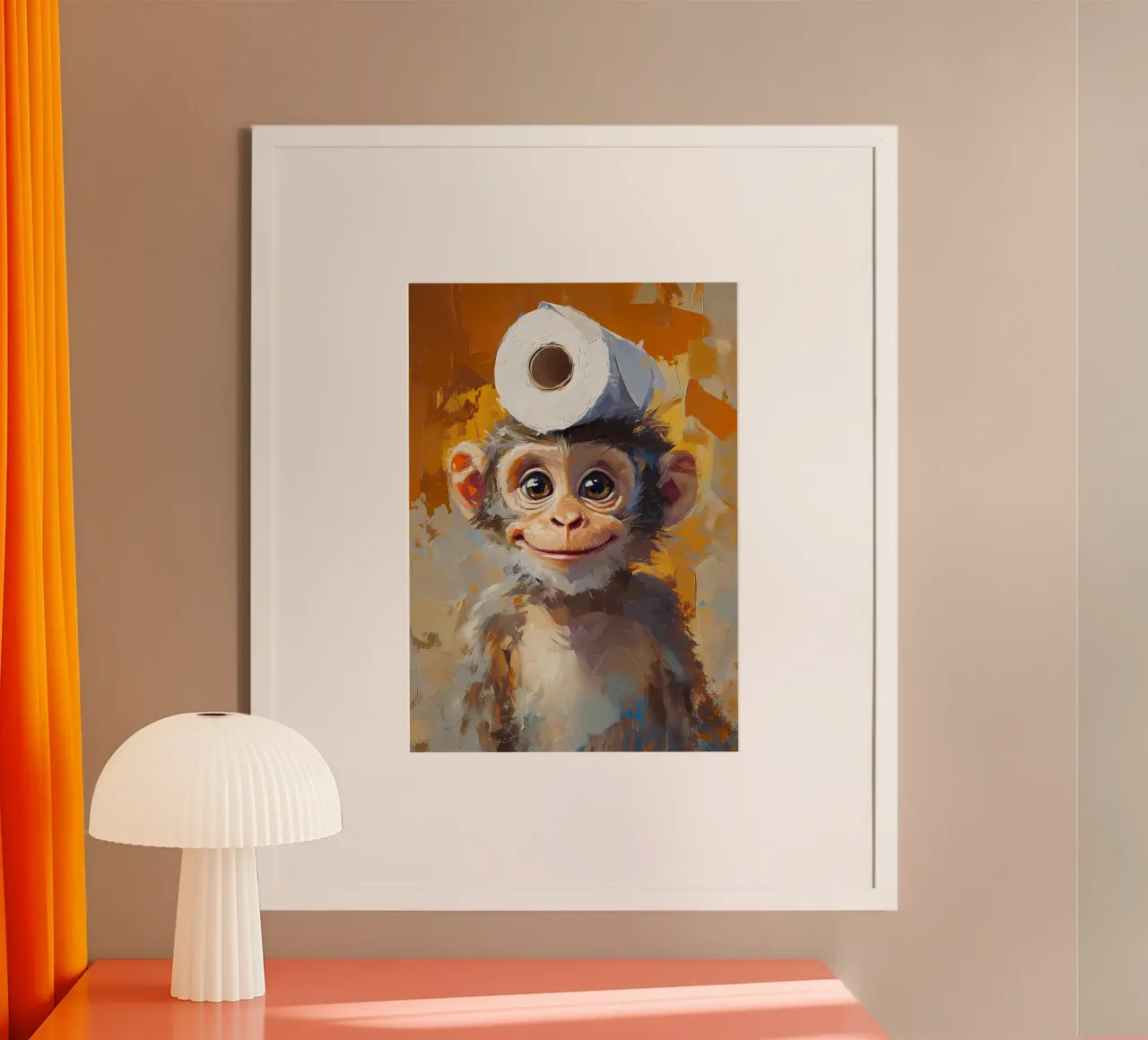 Affe mit Toilettenpapierhut Hahnemühle von Adrian Patel