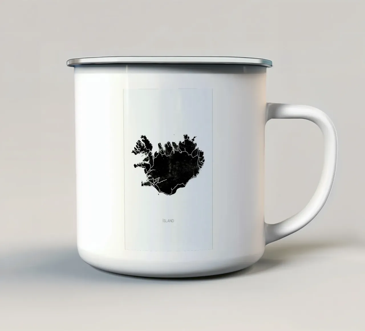 Mappa dell'Islanda nera tazza in smalto da Monika Strigel