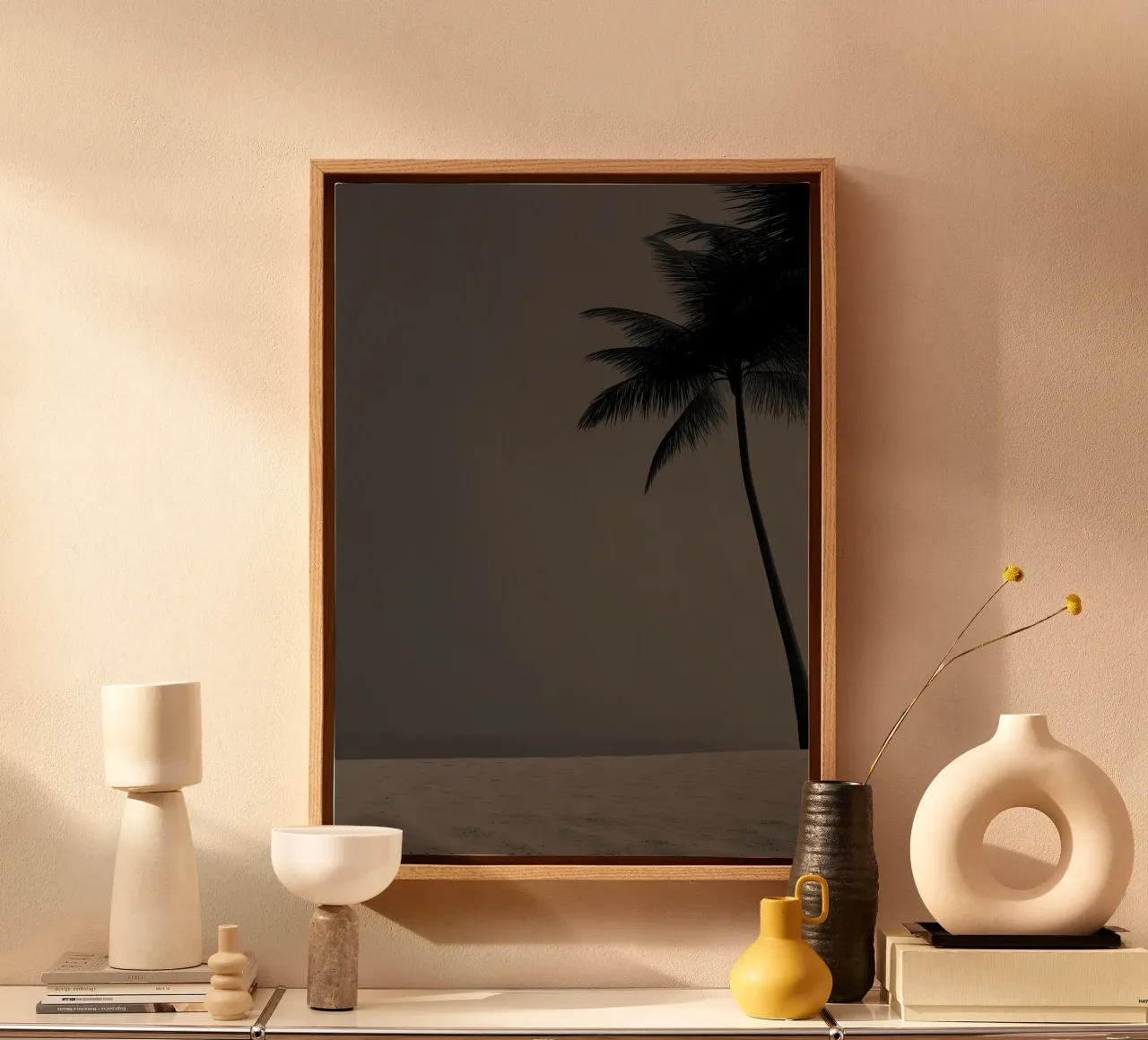 Palmboom Silhouet canvas met Baklijst van Matthew Katz
