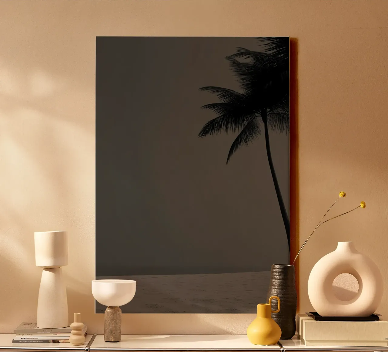 Palmboom Silhouet canvas met Baklijst van Matthew Katz