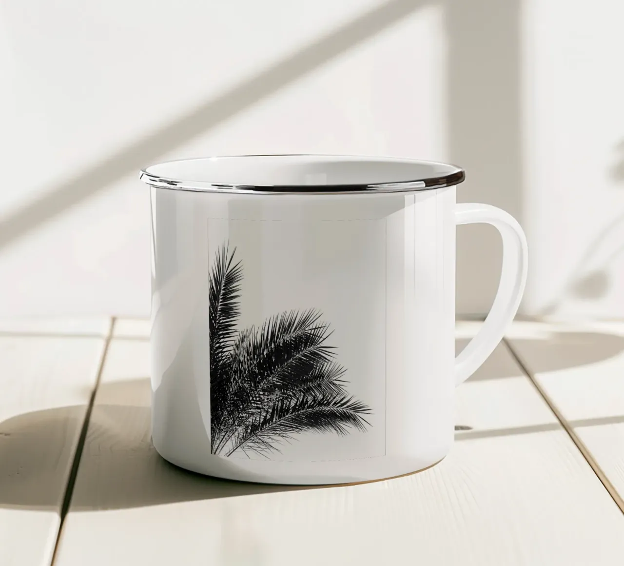 Foglie di palma BW 3 tazza in smalto da Matthew Katz