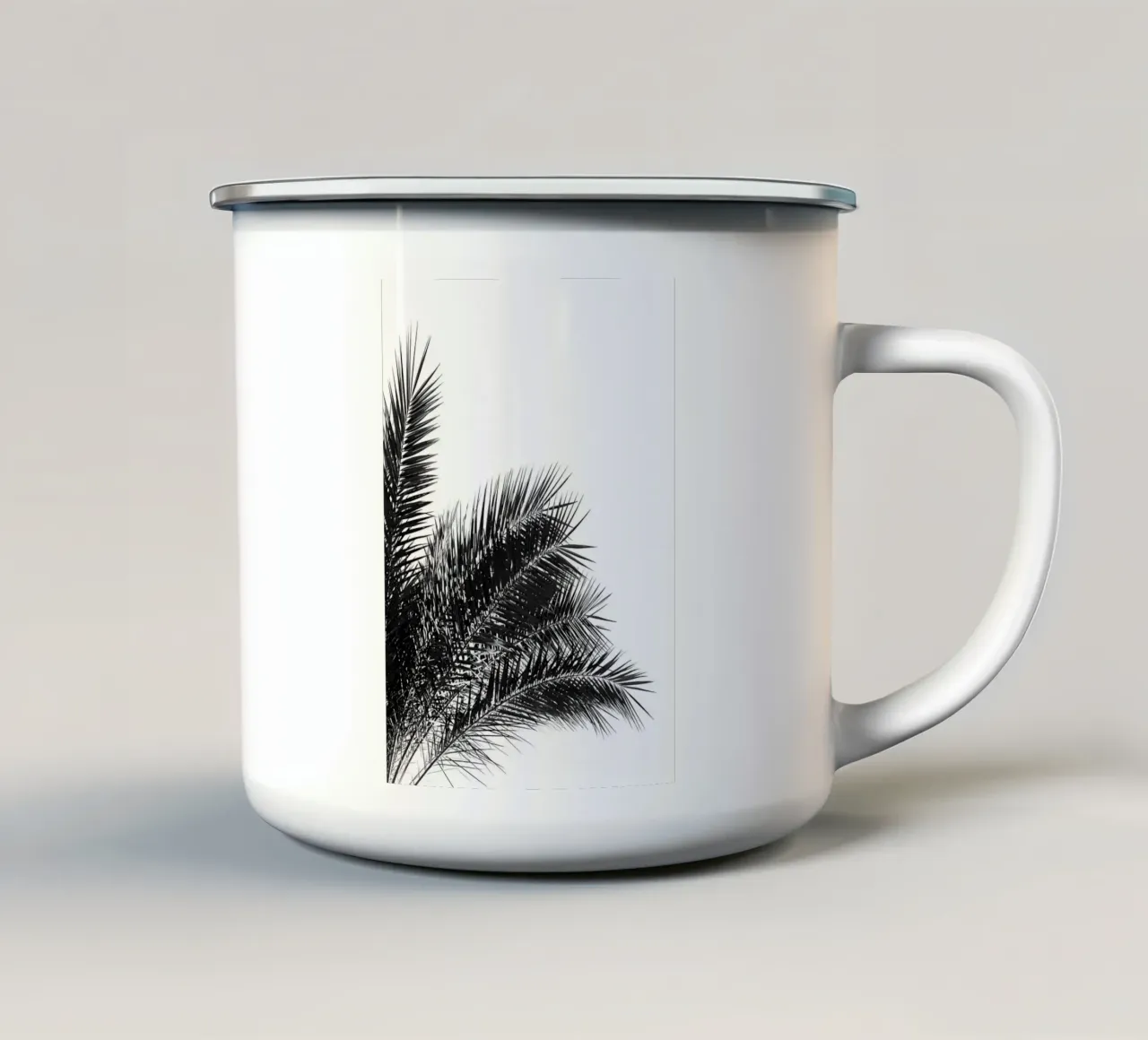 Foglie di palma BW 3 tazza in smalto da Matthew Katz