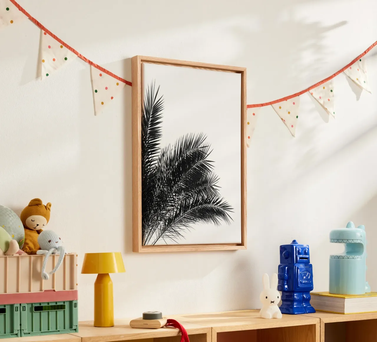 Palmbladeren BW 3 canvas met Baklijst van Matthew Katz