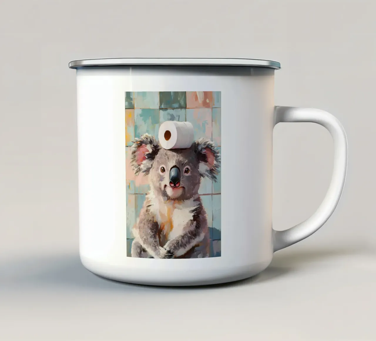 Koala con carta igienica tazza in smalto da Adrian Patel