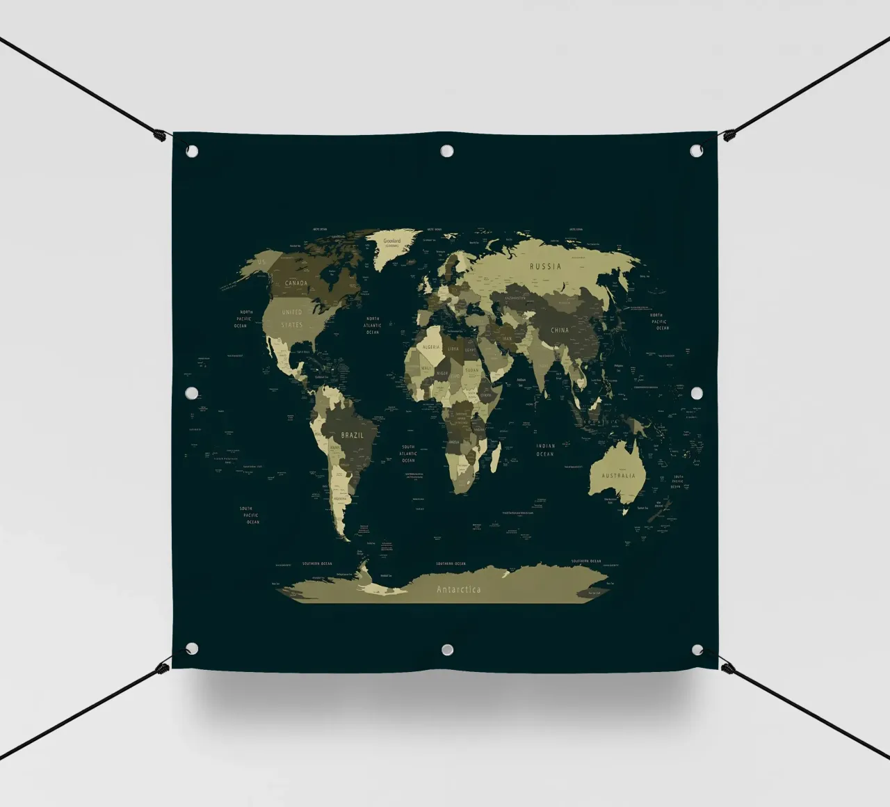 Mappa del mondo dettagliata telo in pvc da Aiden Garcia