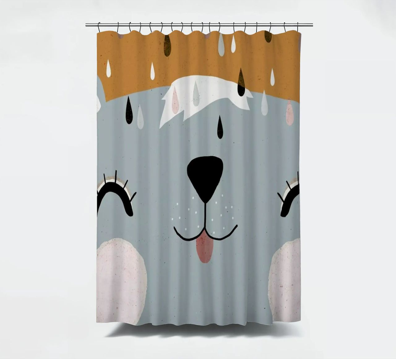 Happy Bear Blue cortina de baño de treechild
