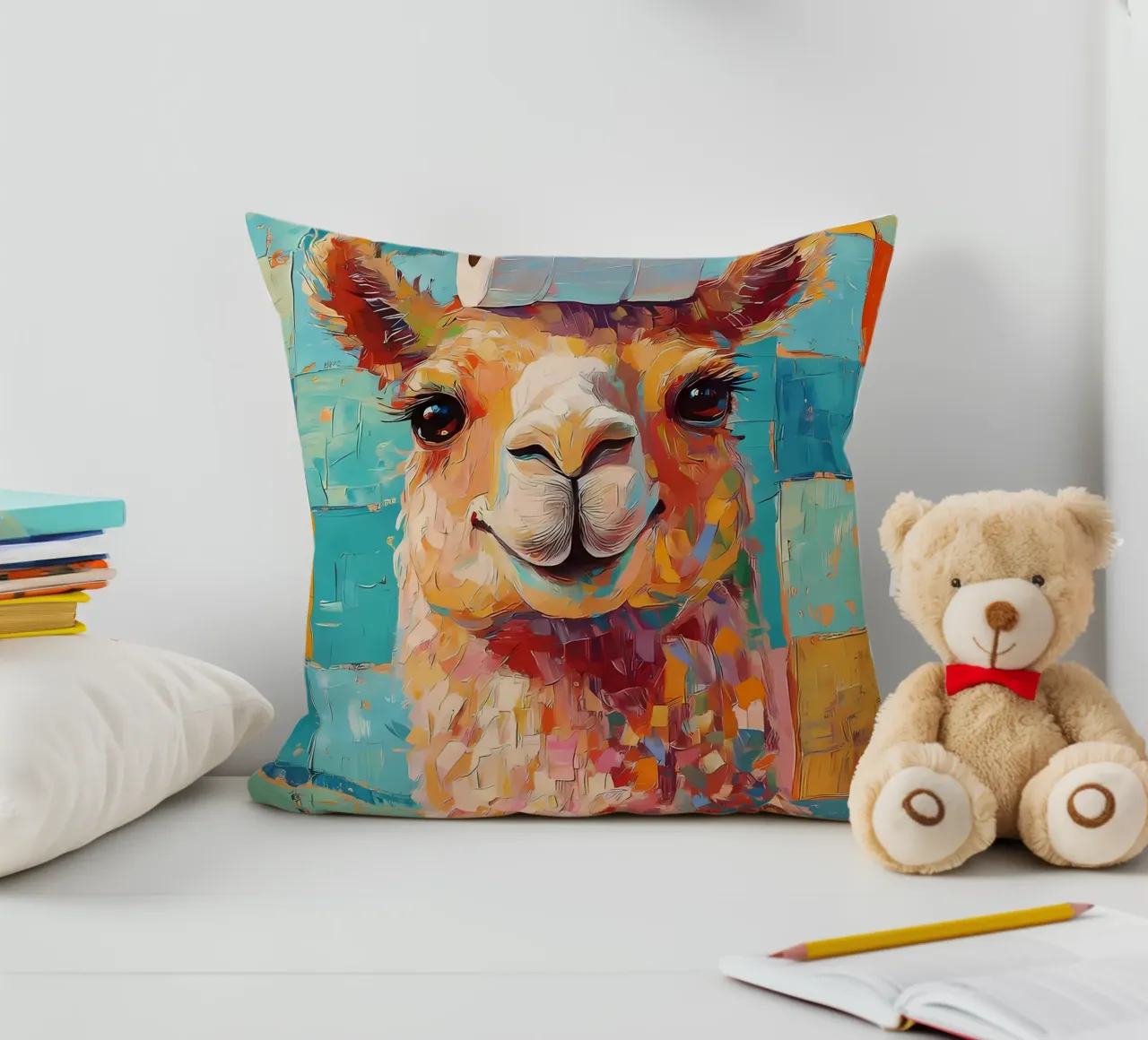 Lama con cappello di carta igienica cuscino da Adrian Patel