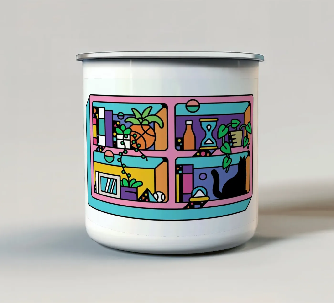 The Reader enamel mug by Tyler Dale