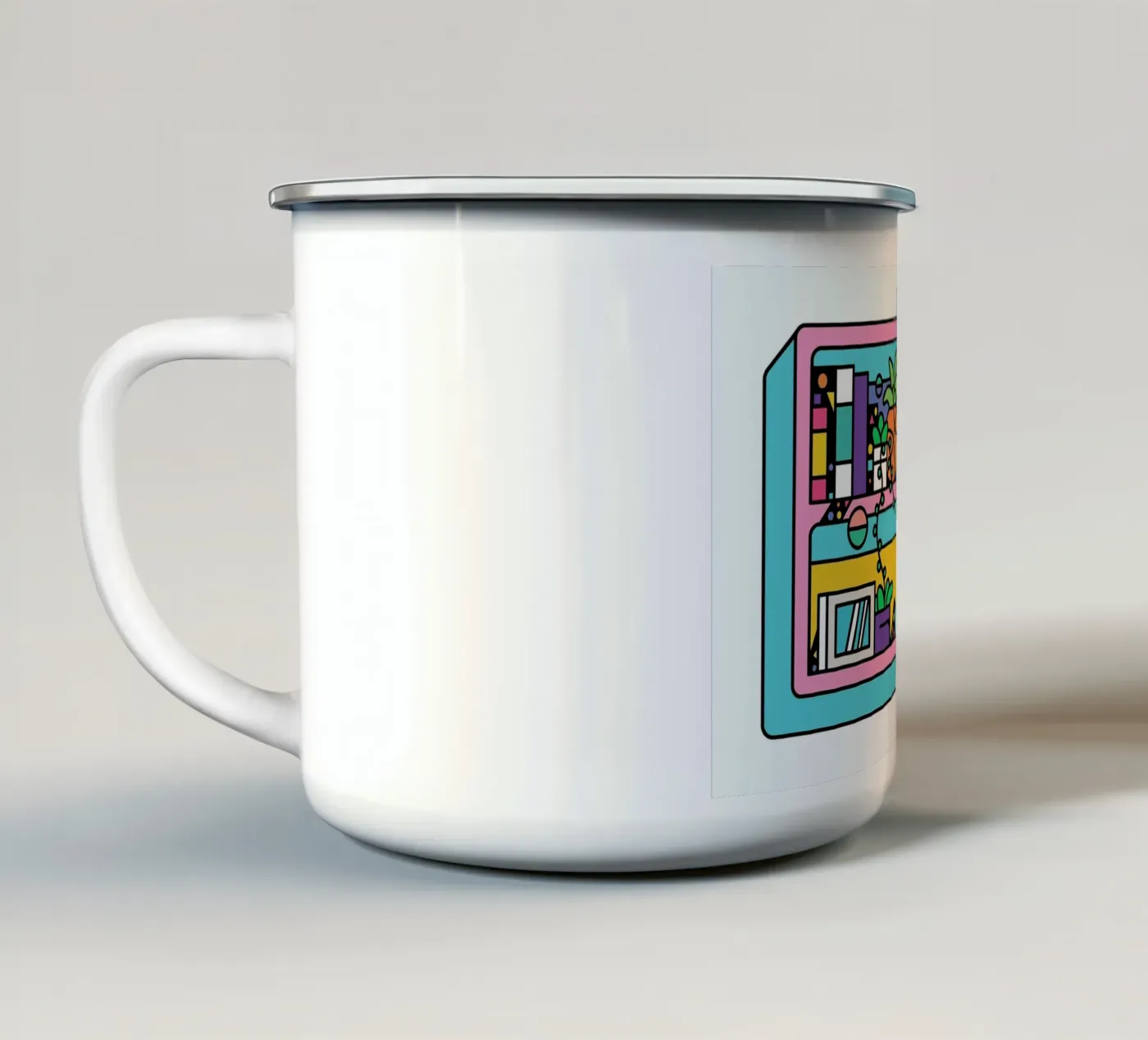 The Reader enamel mug by Tyler Dale