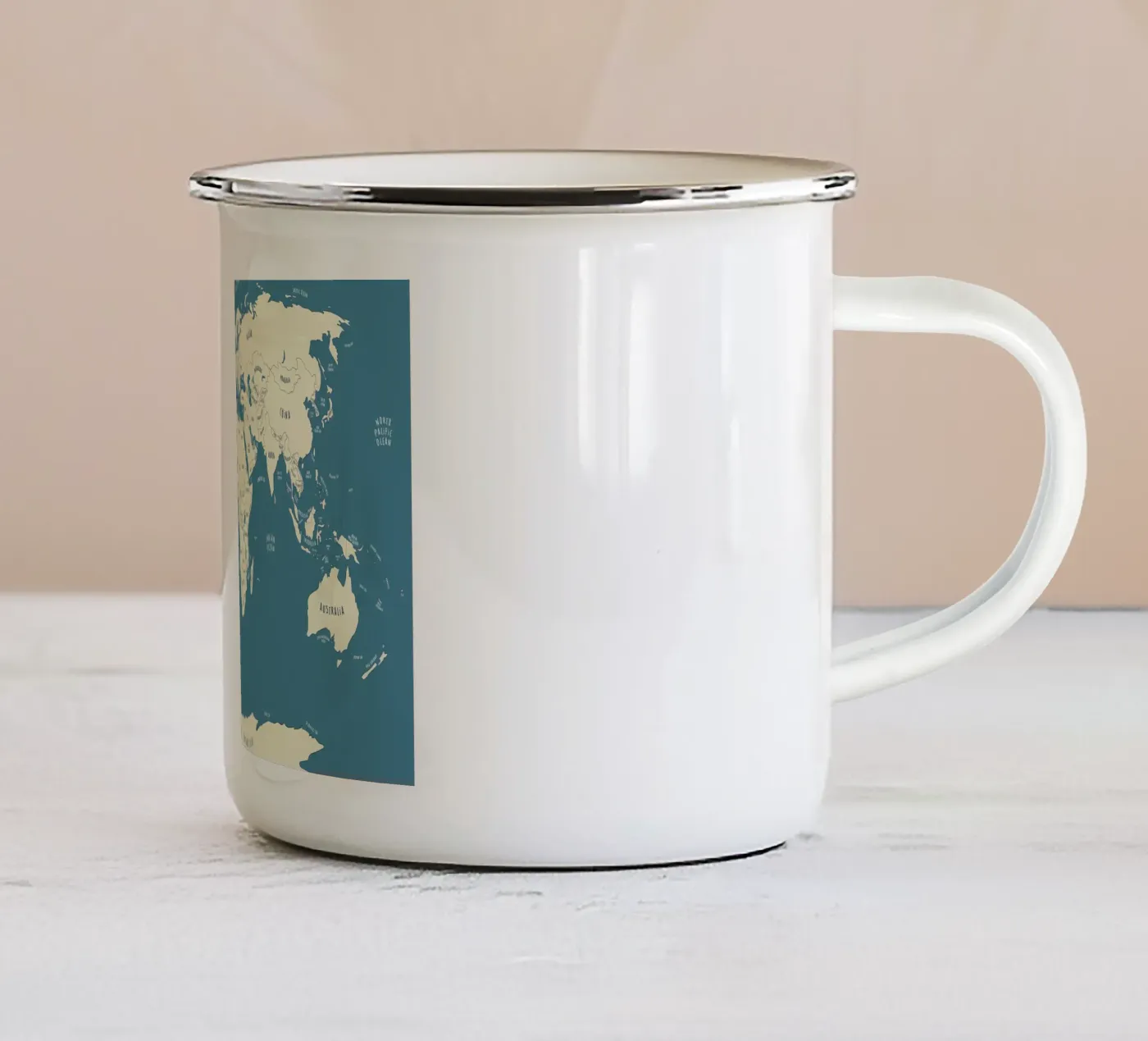 World Map enamel mug by Aiden Garcia