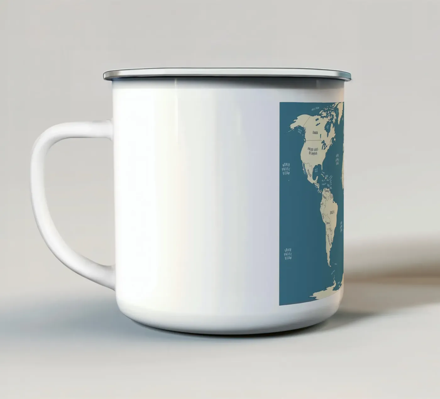 World Map enamel mug by Aiden Garcia