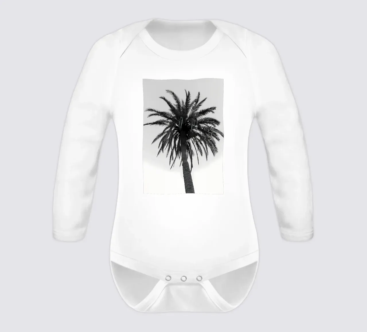 Palm Tree Beach Dream 7 long-sleeve baby romper by Matthew Katz