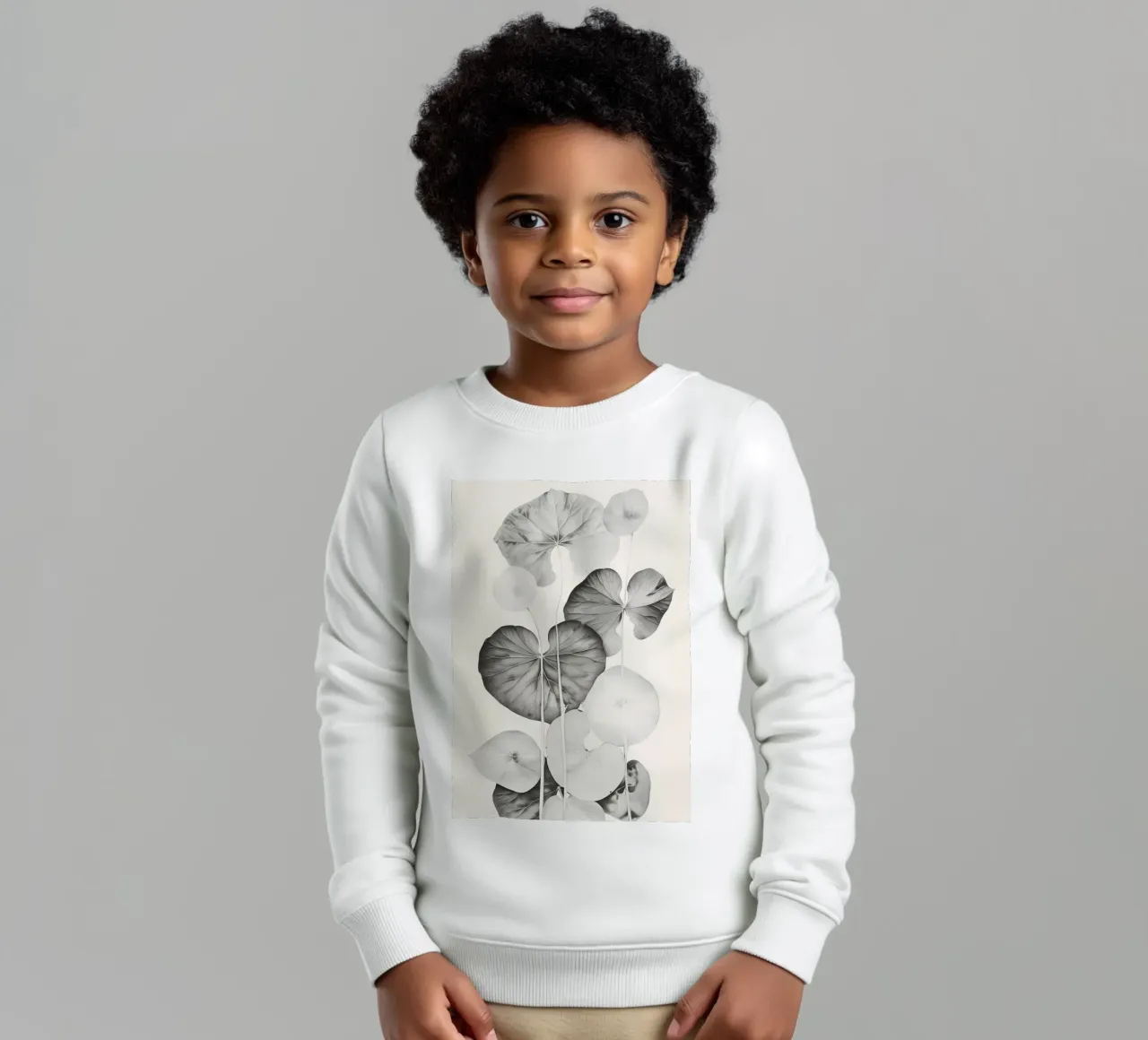 Foglie in bianco e nero felpa bambino da Nicholas Campbell