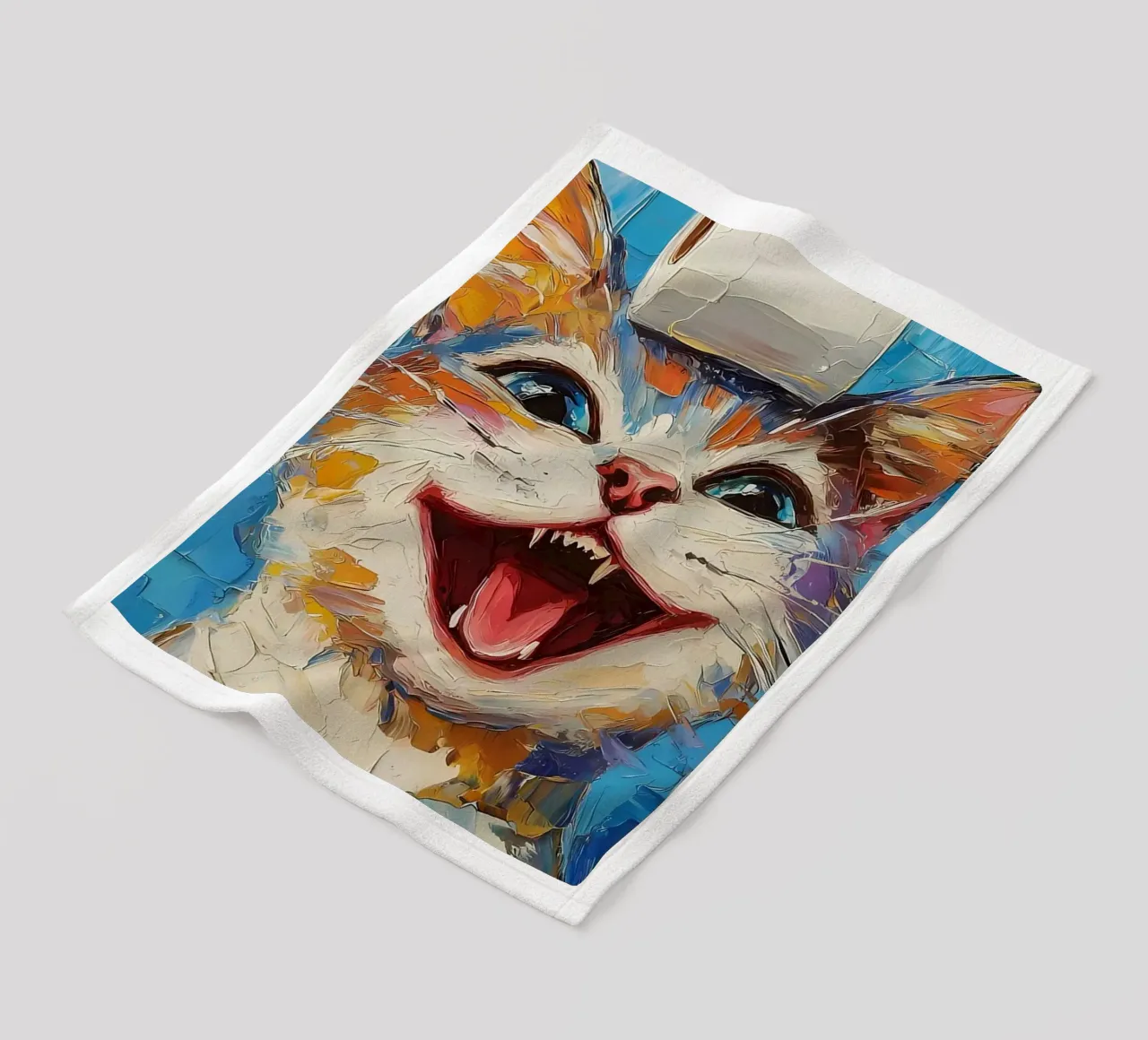 Lachende kat met wc-papier fleecedeken van Adrian Patel