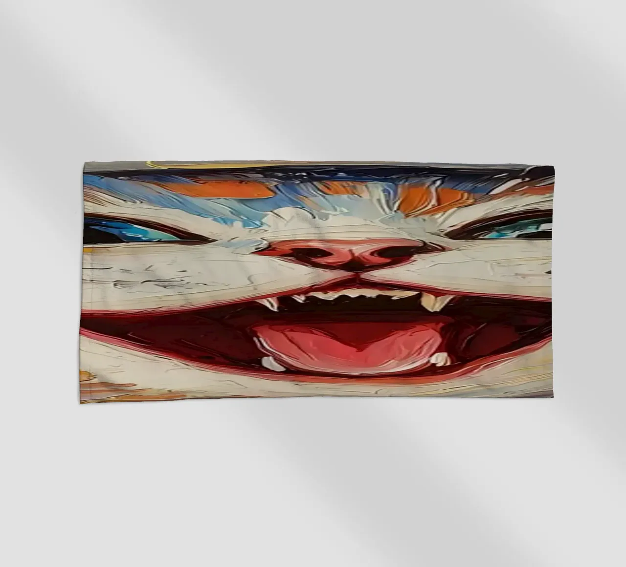 Laughing Cat with Toilet Paper beach towel by Adrian Patel