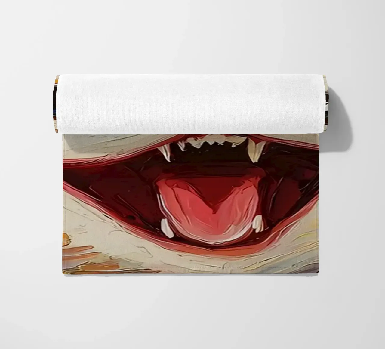 Laughing Cat with Toilet Paper beach towel by Adrian Patel