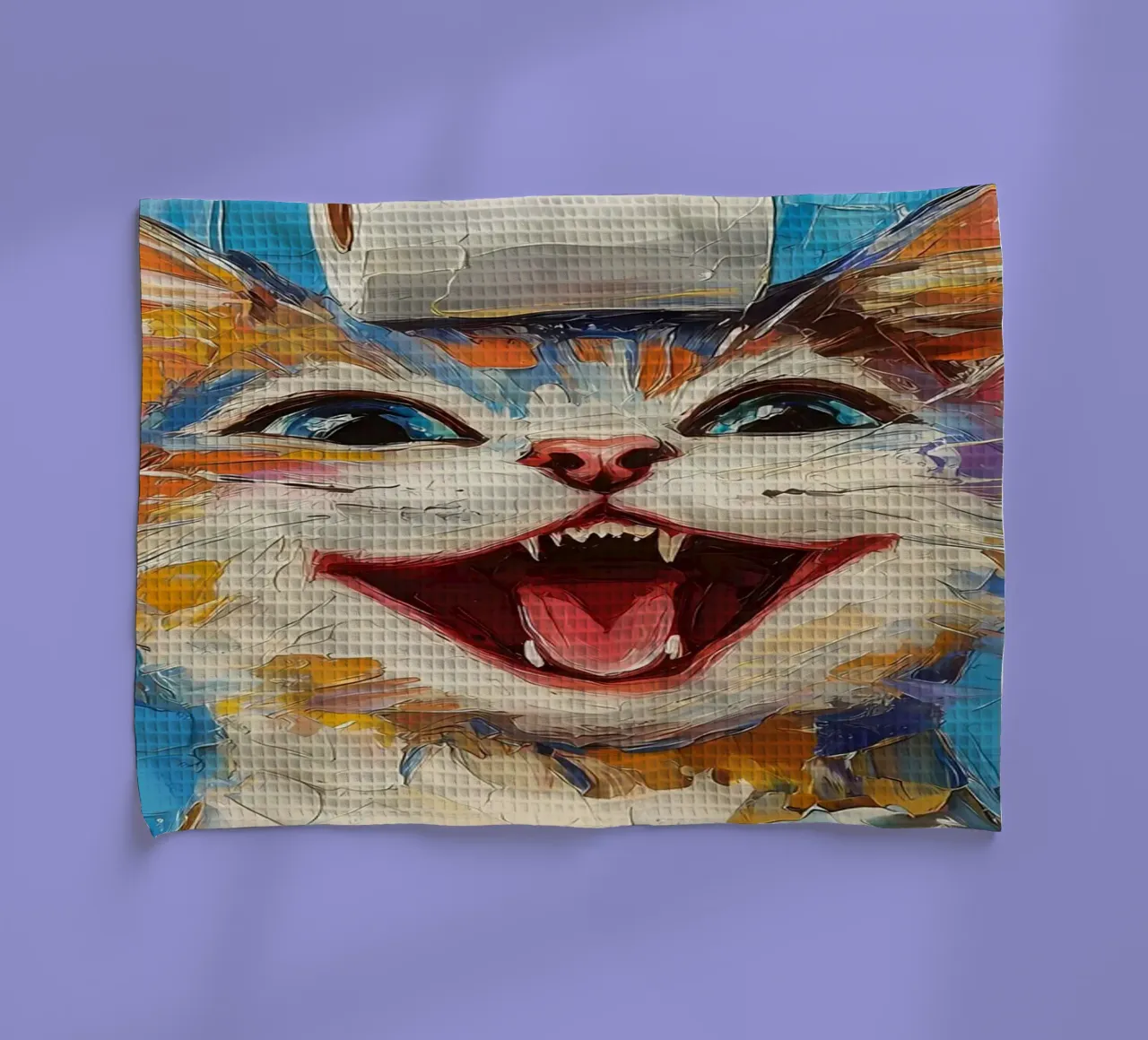 Lachende kat met wc-papier theedoek van Adrian Patel