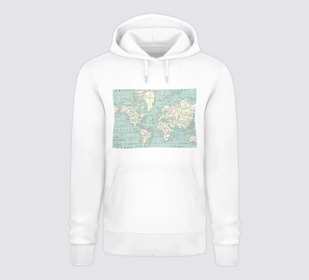 Mappa del mondo in blu e crema felpa con cappuccio da Aiden Garcia