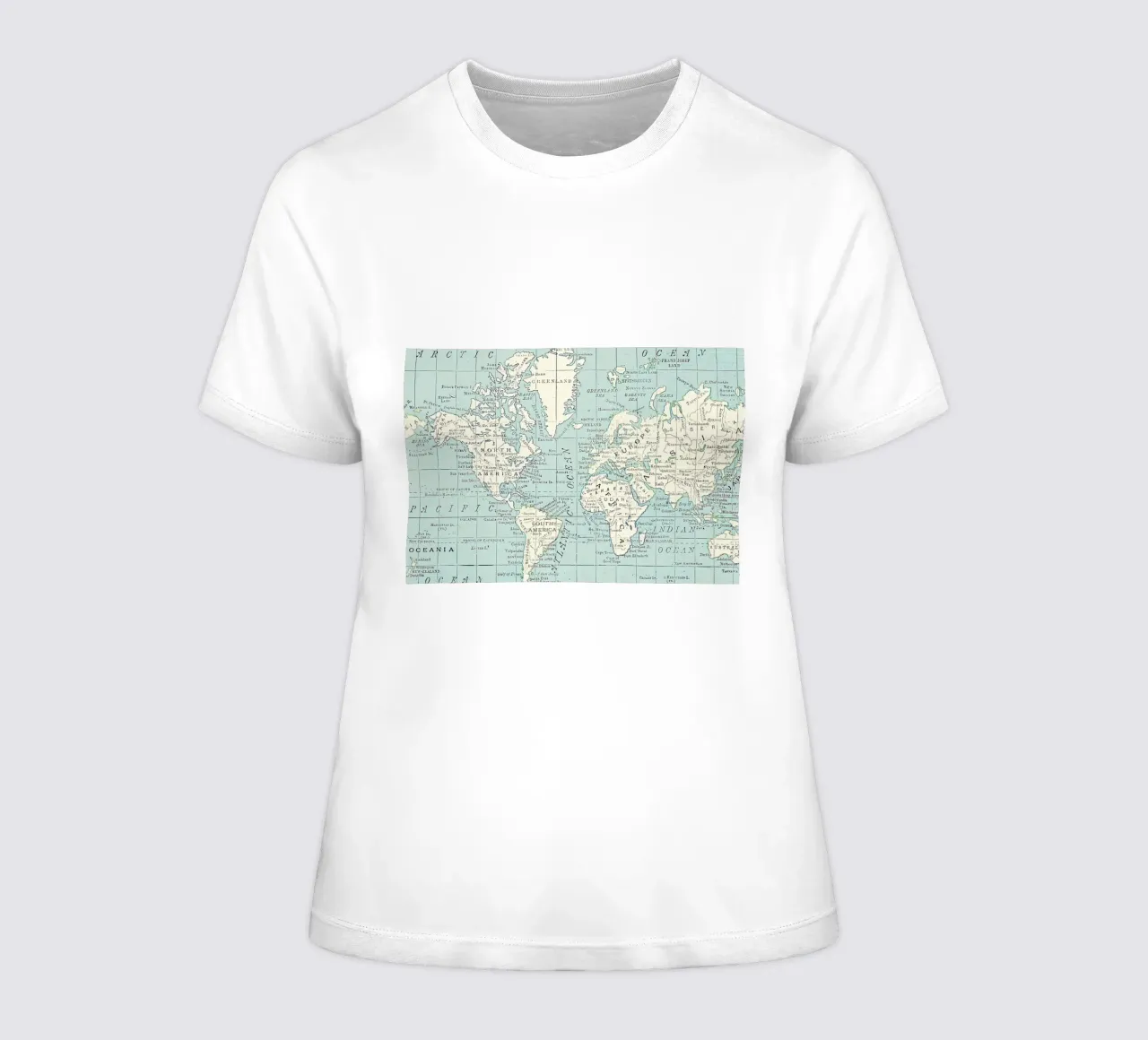 Weltkarte in Blau und Creme Frauen T-Shirt von Aiden Garcia