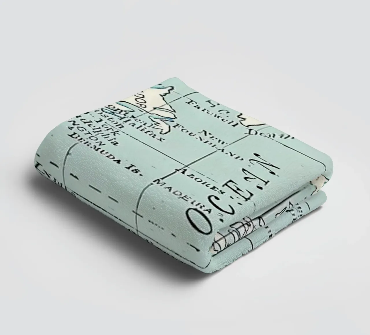 World Map in Blue and Cream towel by Aiden Garcia