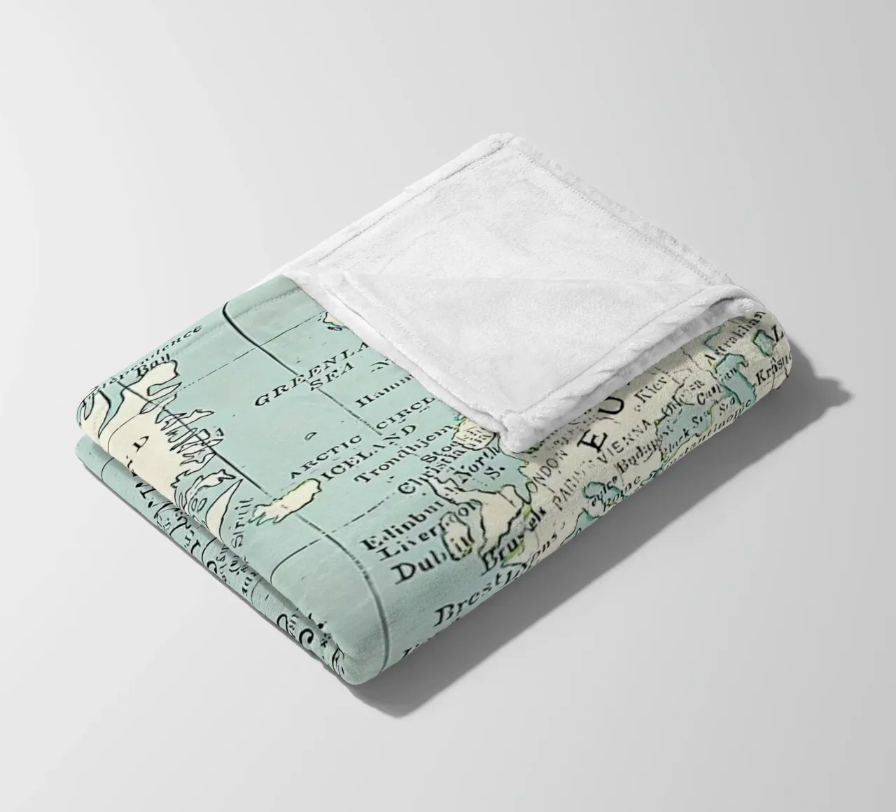 Mappa del mondo in blu e crema coperta in pile da Aiden Garcia