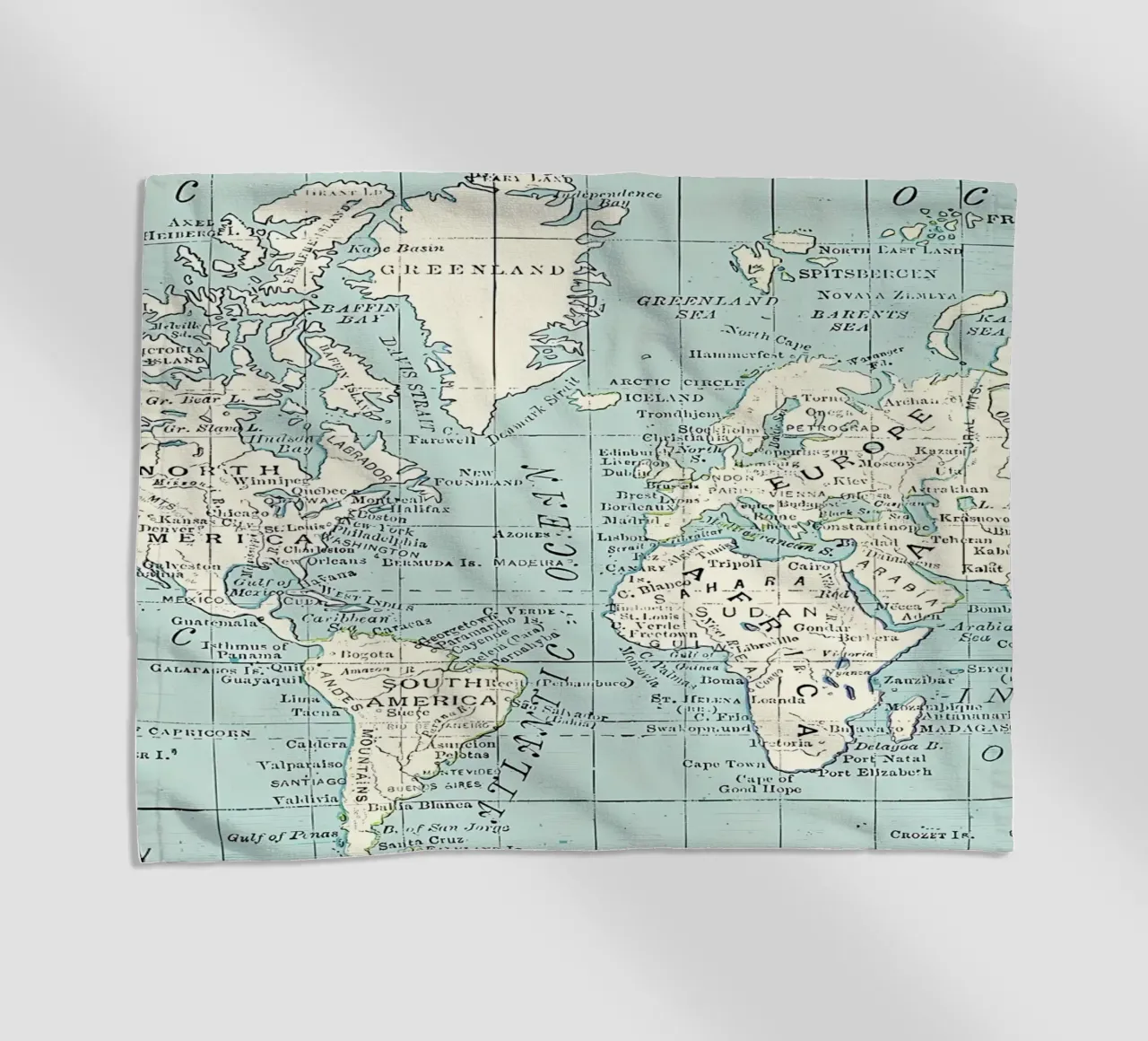 Mappa del mondo in blu e crema telo mare da Aiden Garcia