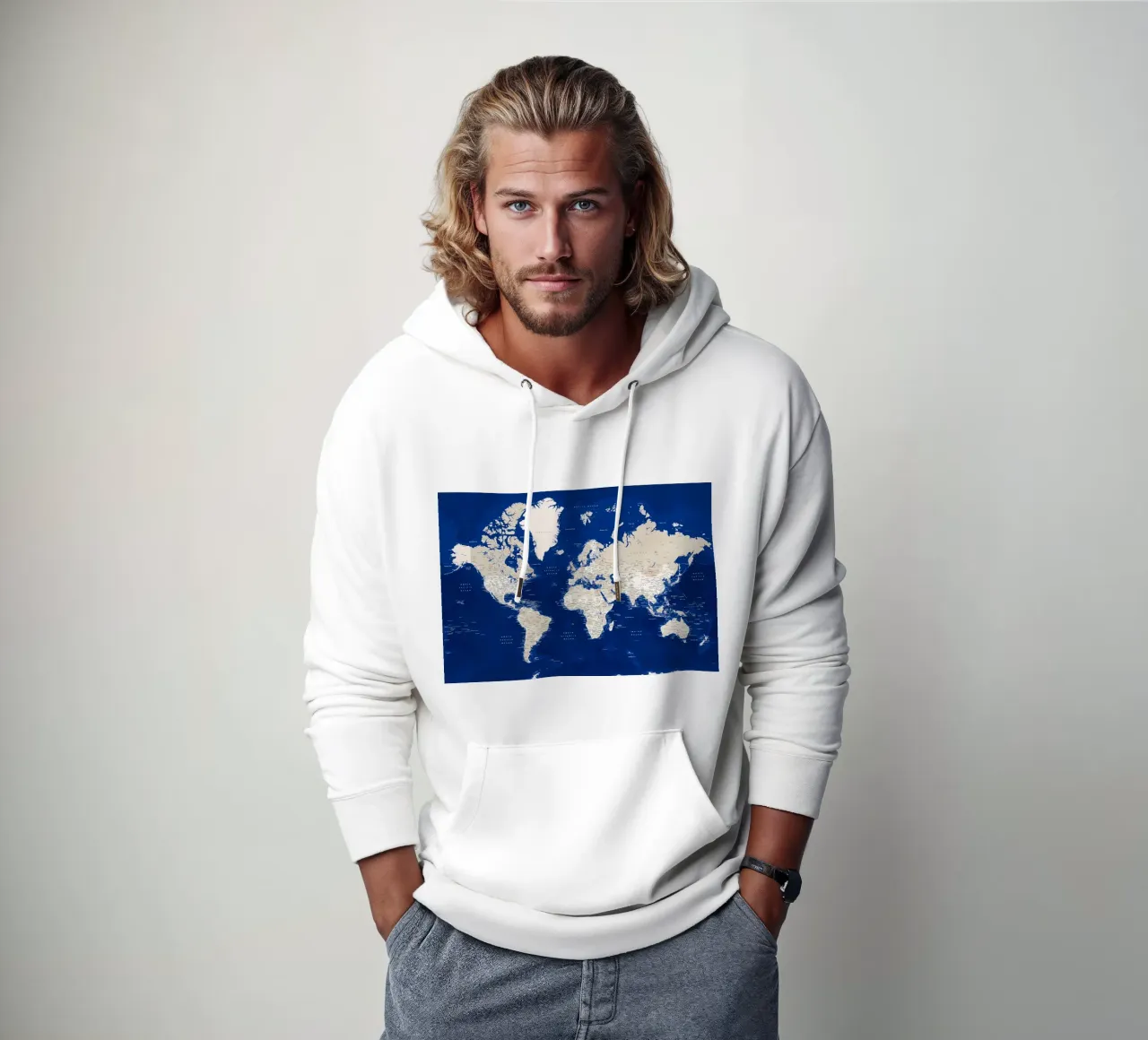 Mappa del mondo dettagliata Kameryn felpa con cappuccio da Aiden Garcia