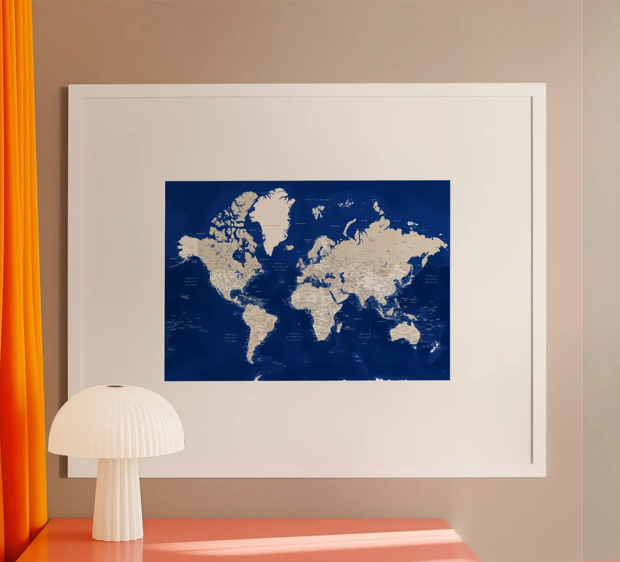 Mappa del mondo dettagliata Kameryn poster da Aiden Garcia