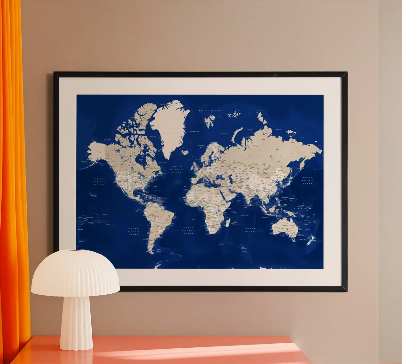 Mappa del mondo dettagliata Kameryn poster da Aiden Garcia