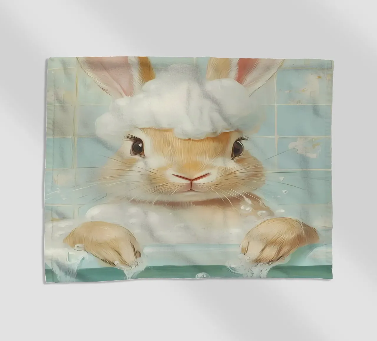 Bunny Bath Time beach towel by Adrian Patel