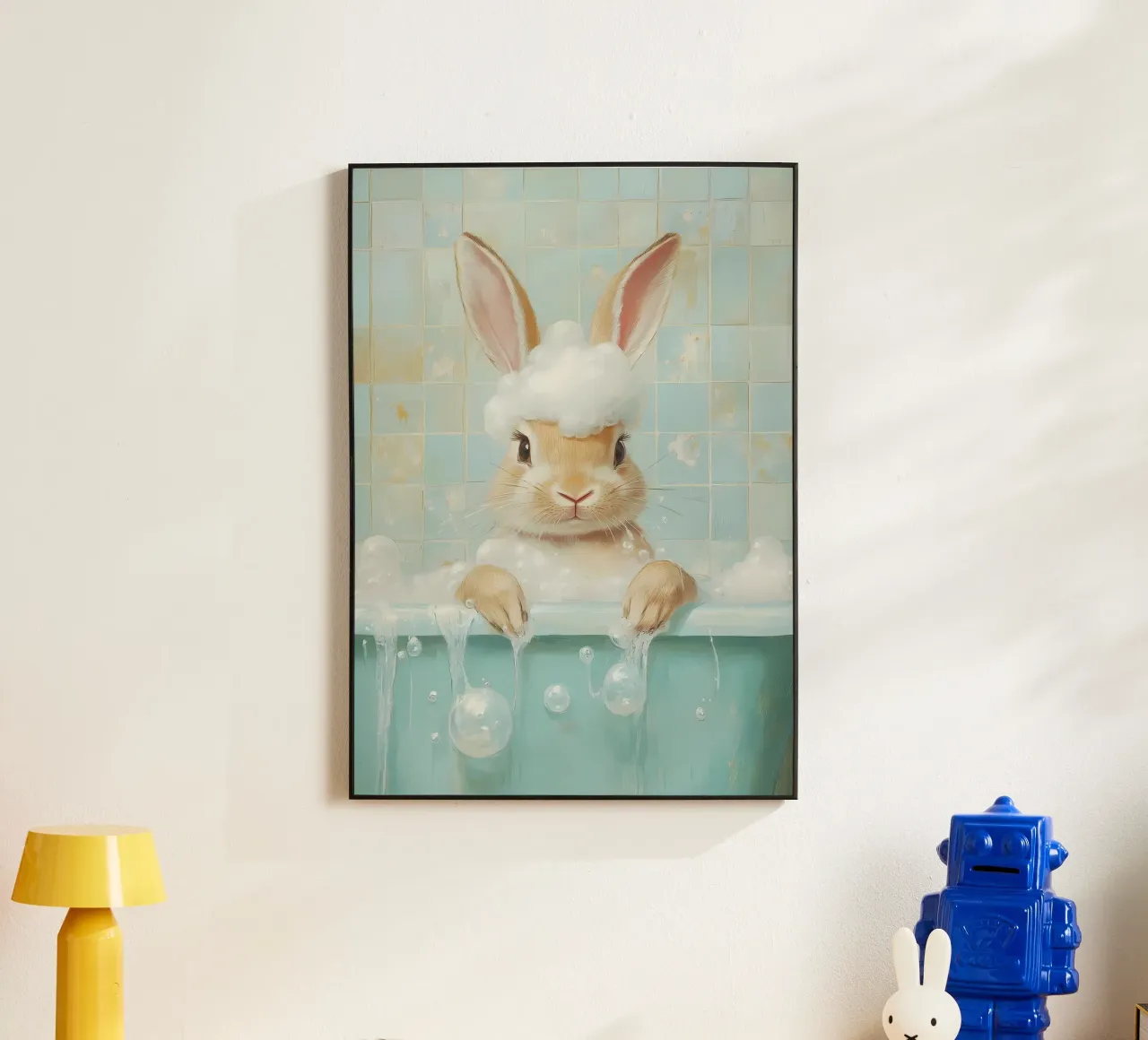 Bunny Bath Time alu-dibond by Adrian Patel