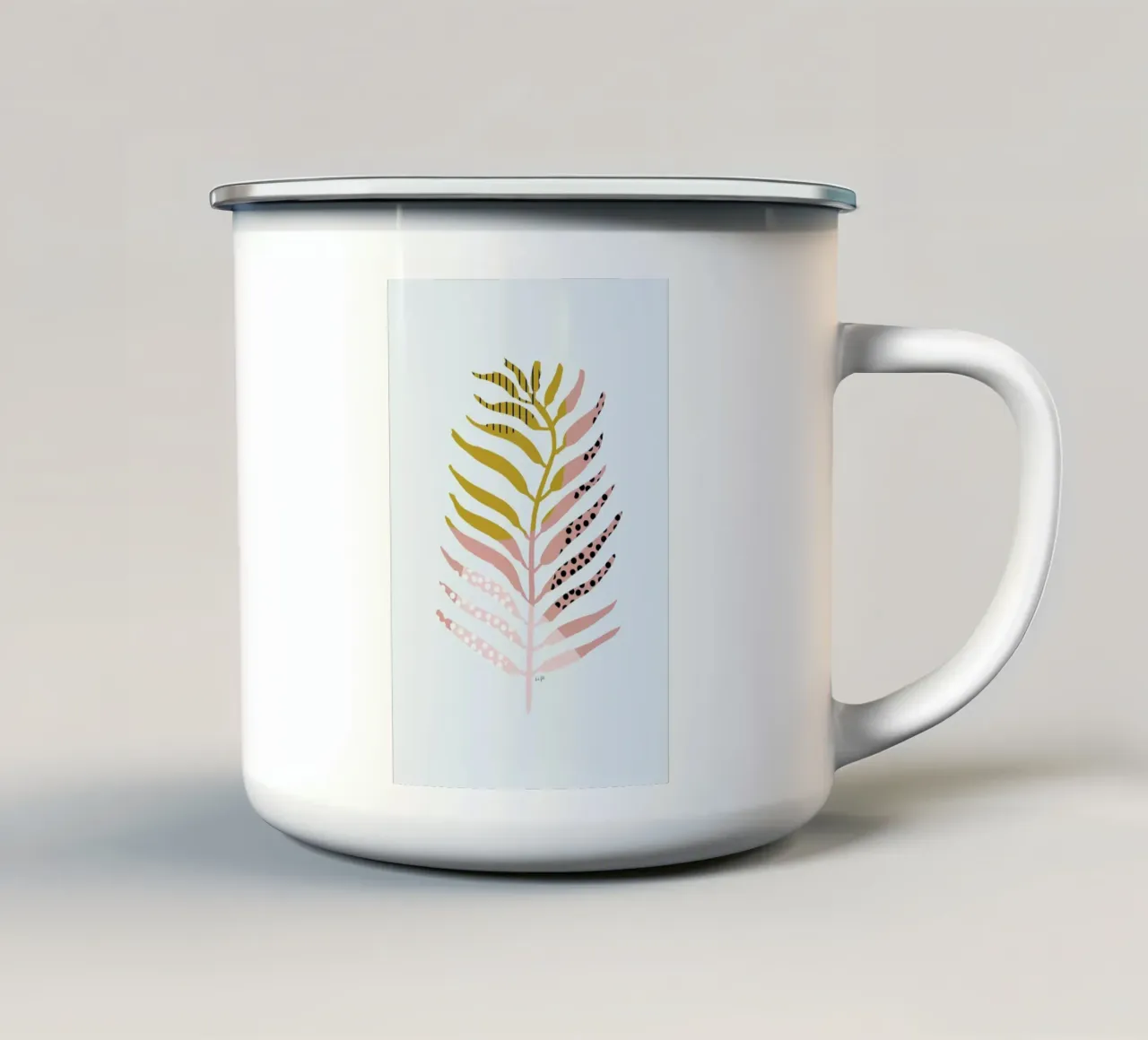 Graphic Leaf tazza in smalto da Linda Gobeta