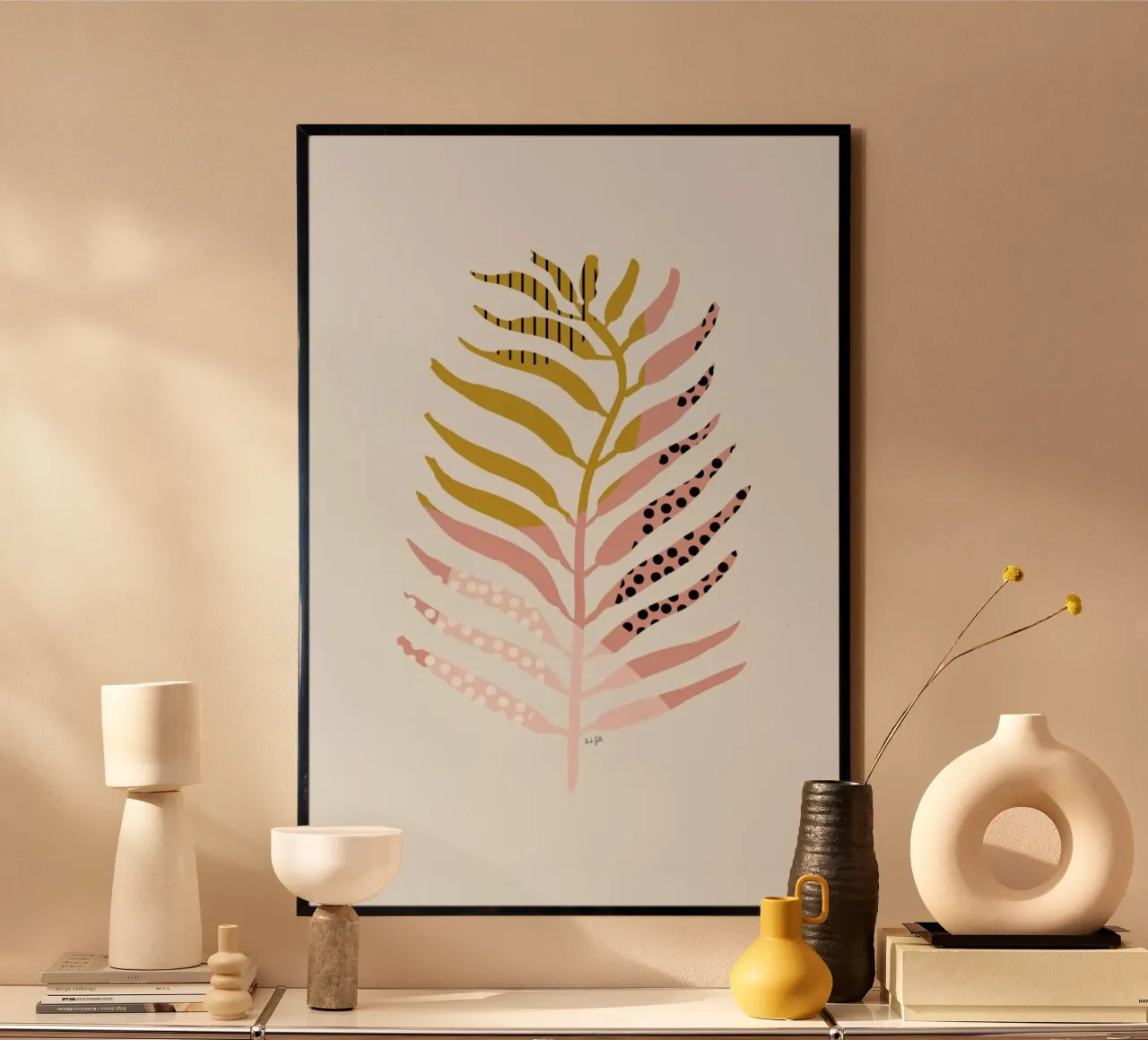 Graphic Leaf poster con telaio in alluminio da Linda Gobeta